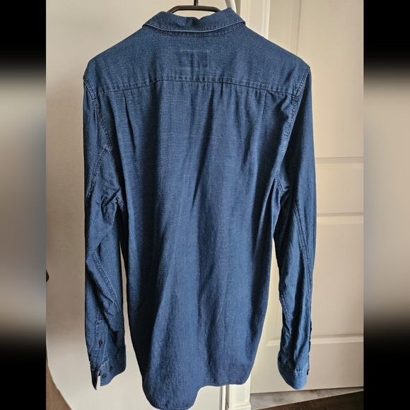 Nudie Jeans Men's Collared Blue Shirt Front Chest Pocket Poka Dot Size M - Picture 3 of 9